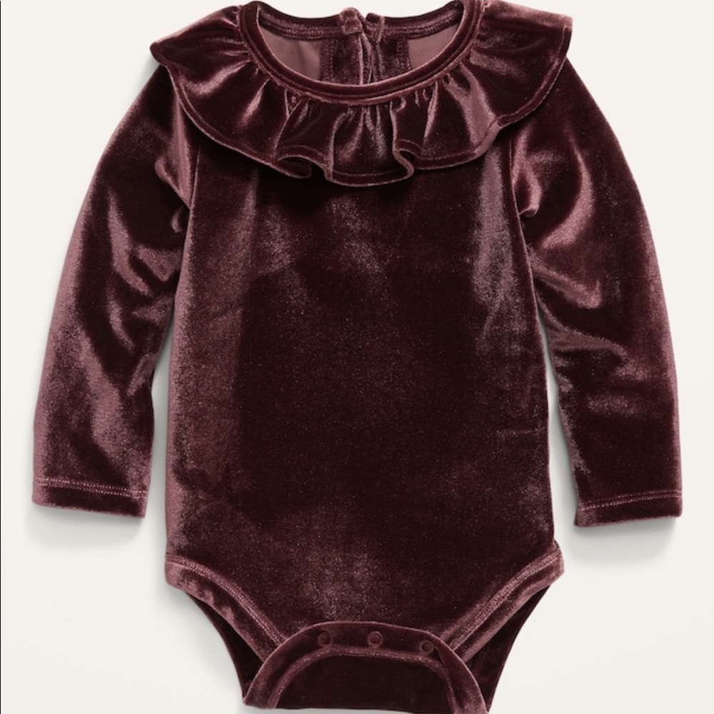 Ruffled Velour Bodysuit for Baby